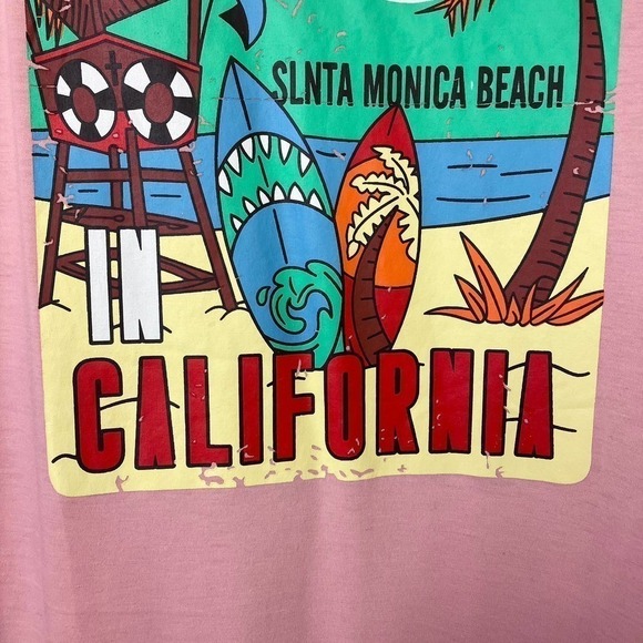 Romwe Casual Oversized Tee Best Surfing Santa Monica California Women's S Retro - Picture 10 of 14